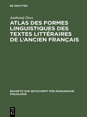 cover image of Atlas des formes linguistiques des textes littéraires de l'ancien français